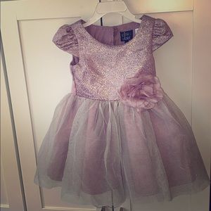 Lilac party dress with sparkles and flower detail